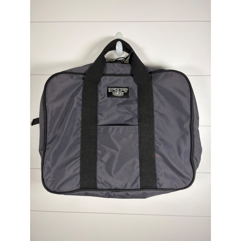 Vintage 90s Lands End Lighthouse Gray Nylon Bag Double Handle Work Travelβ READ